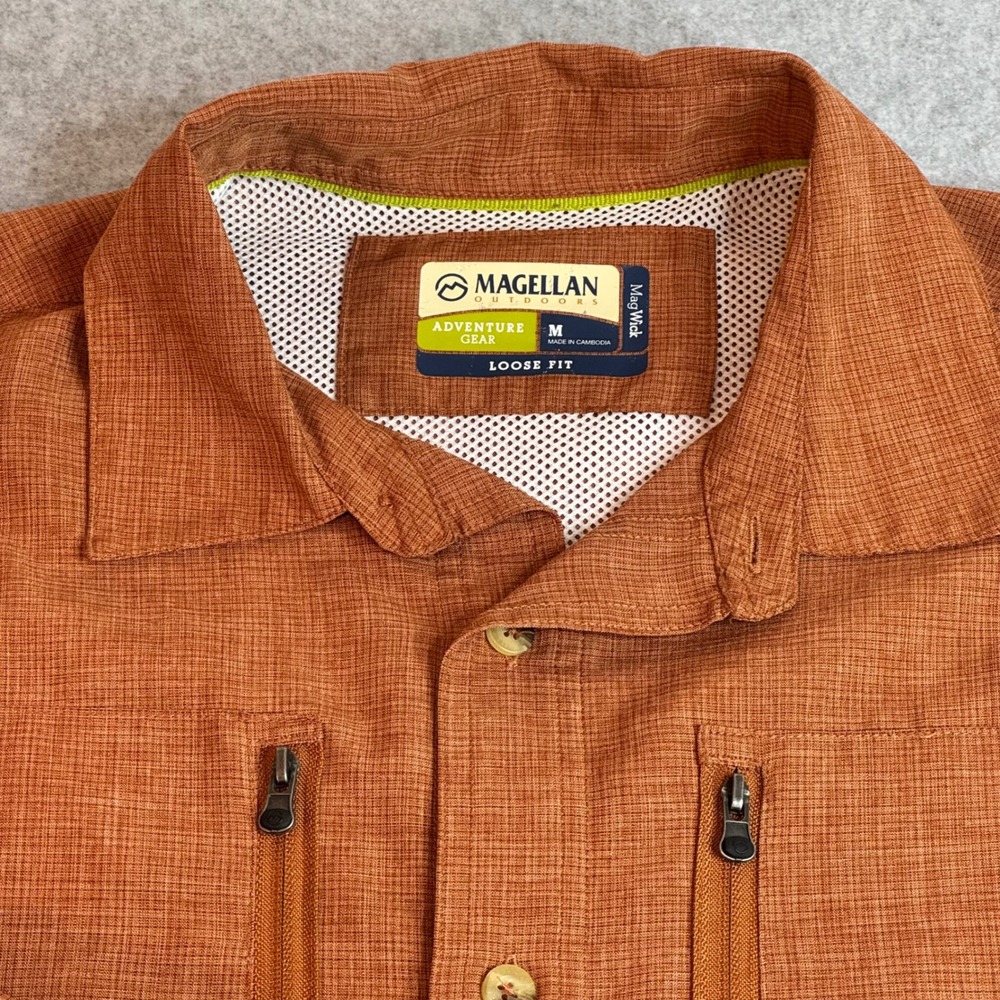 Magellan Outdoors Adventure Gear Mens Medium MagWick Fishing Hiking Shirt Orange - Picture 5 of 9